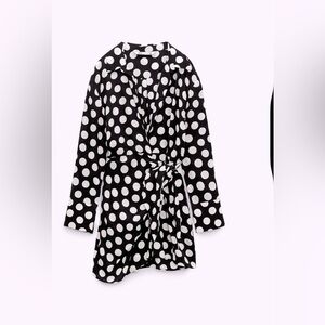 Zara polka dot shirt mini dress. Wrap dress